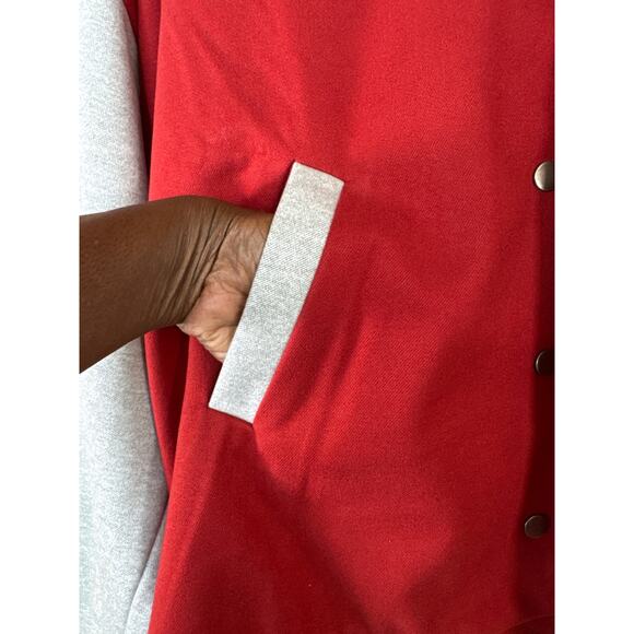 ModCloth Bases Loaded Shadow Berry 3X Plus Size Baseball Varsity Jacket Preppy - Picture 7 of 11